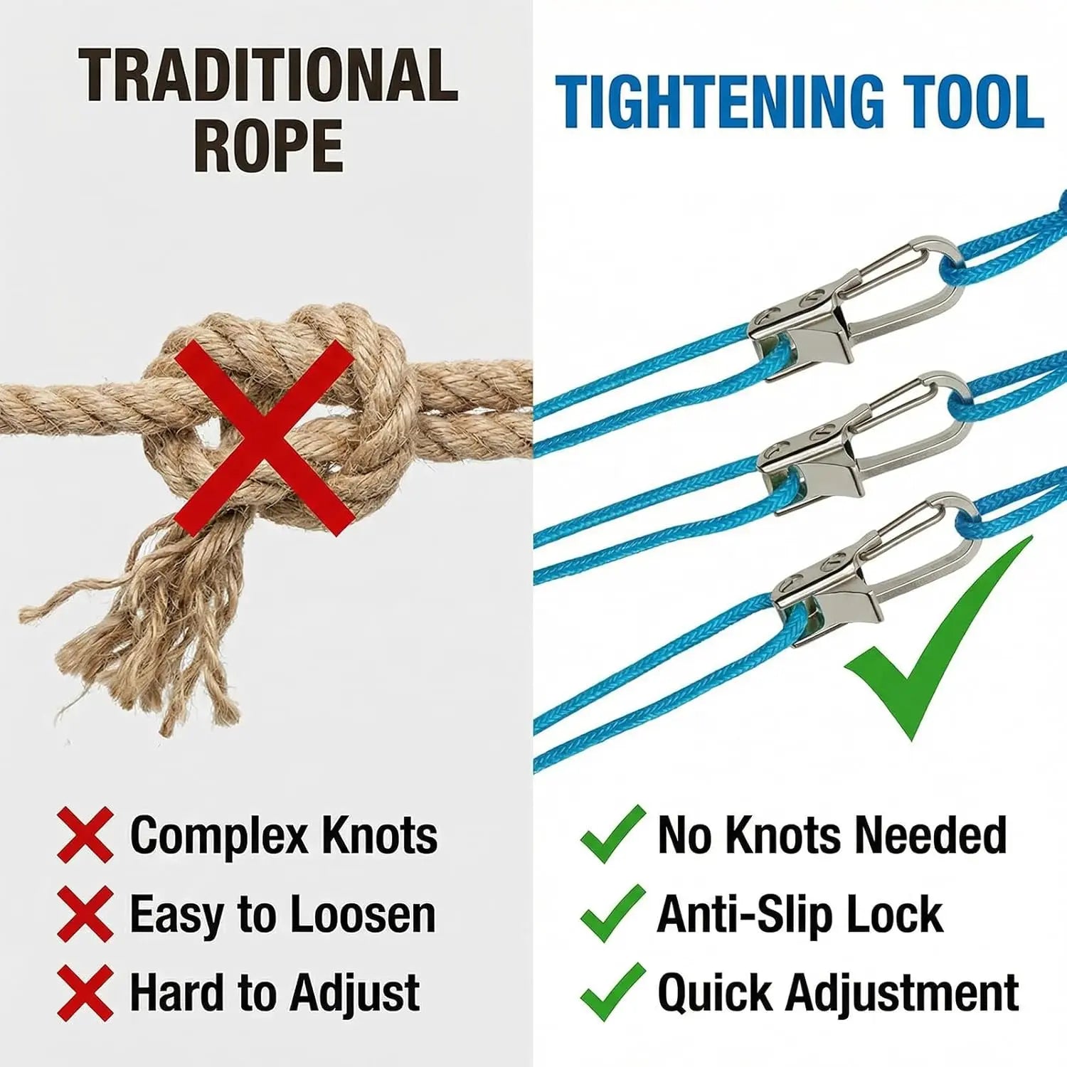 Summervibes 3 or 6 Pack Rope with Roller Tensioner for Easy and Secure Tying,2026 New Heavy Duty Retractable Buckle Rope with Accessory Cord for Camping Boating Home Storage Outdoor Use