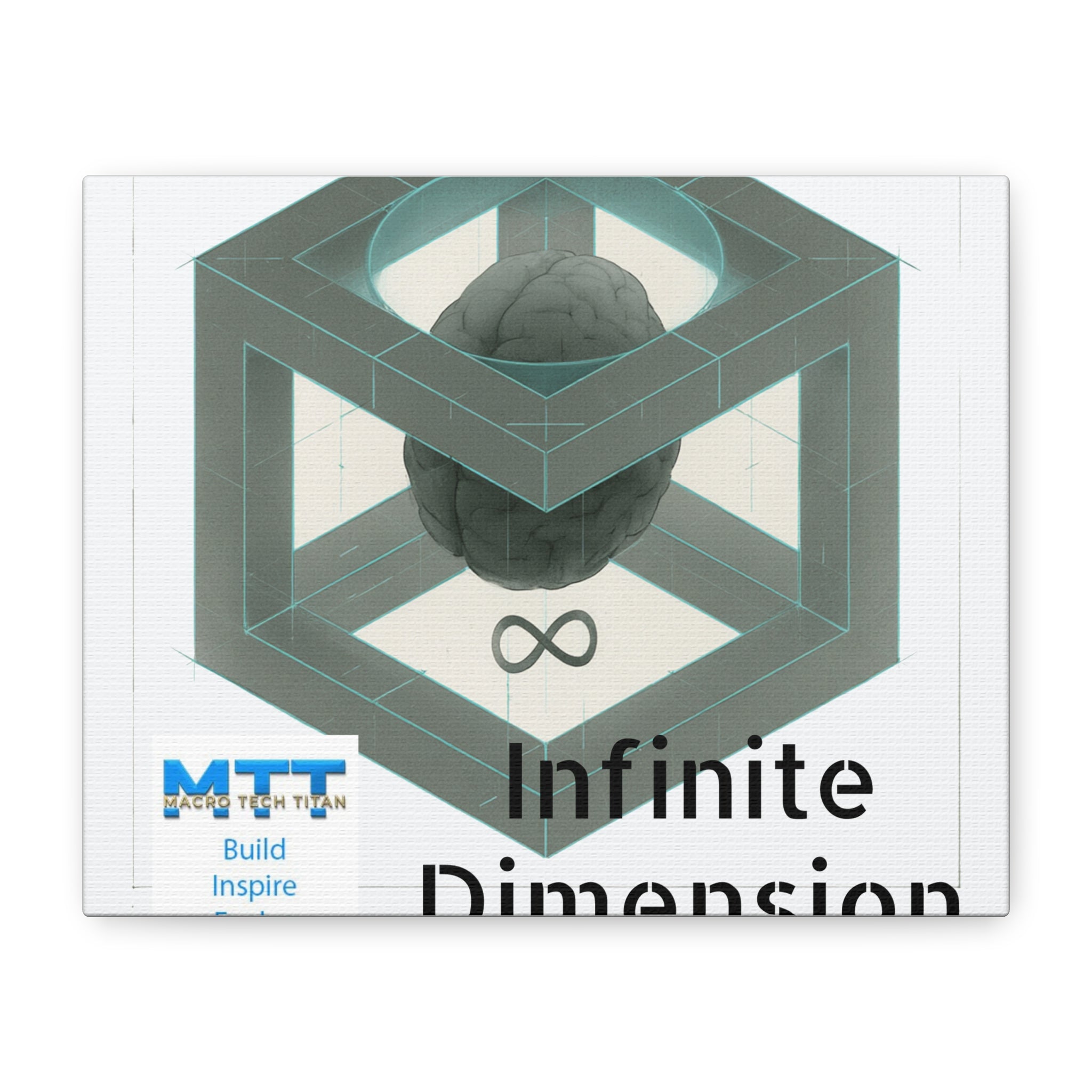 Infinity Cube Canvas Art – Geometric Brain Matte Stretched Wall Decor