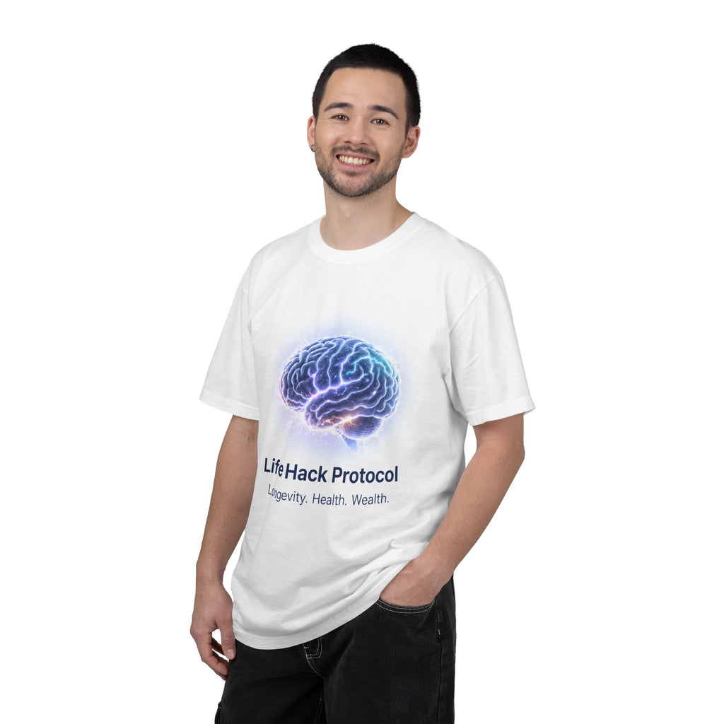 T-Shirt — Life Hack Protocol Brain Graphic with 'Daily Algorithm Protocol' Backchart