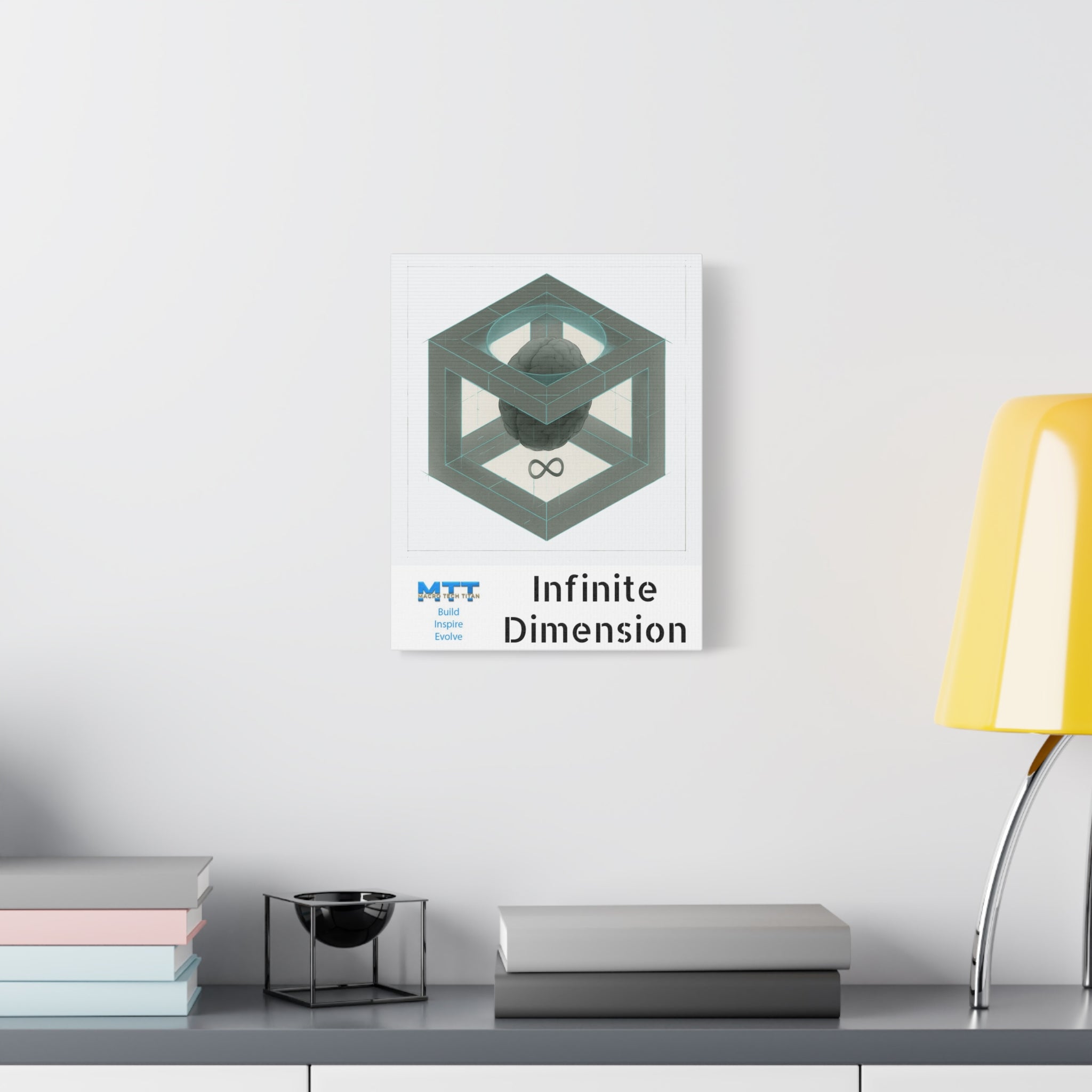 Infinity Cube Canvas Art – Geometric Brain Matte Stretched Wall Decor
