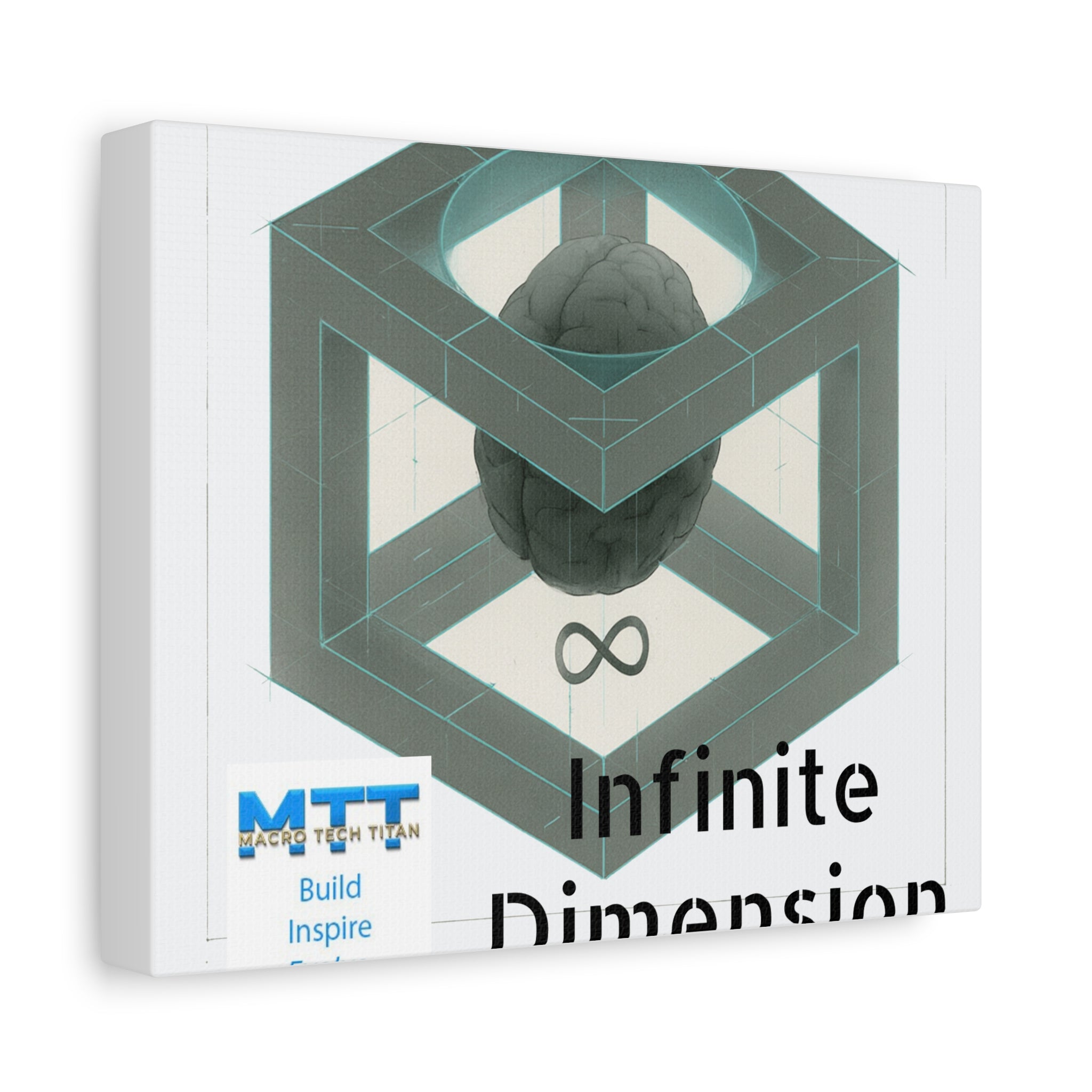Infinity Cube Canvas Art – Geometric Brain Matte Stretched Wall Decor