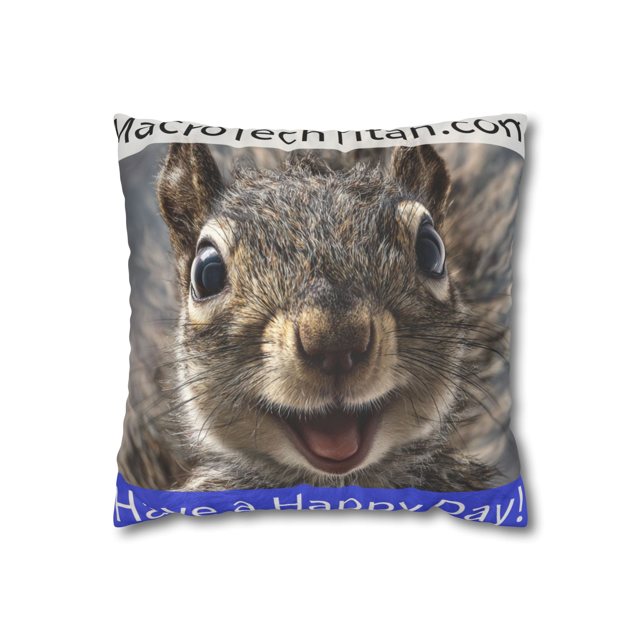 Happy Pillow Faux Suede Square Pillowcase