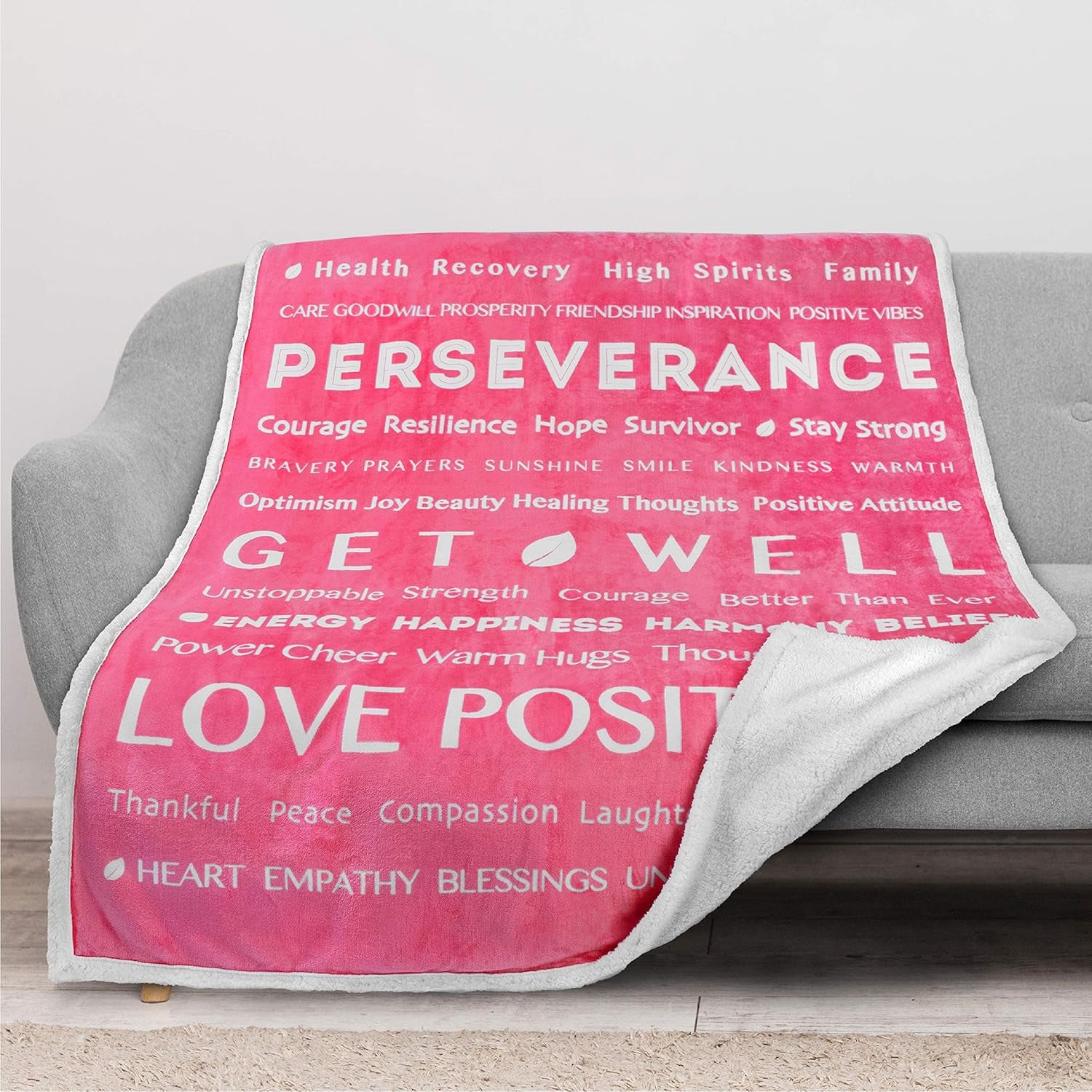 Healing Thoughts Sherpa Throw Blanket – The Perfect Get Well Soon Gift for Comfort and Encouragement