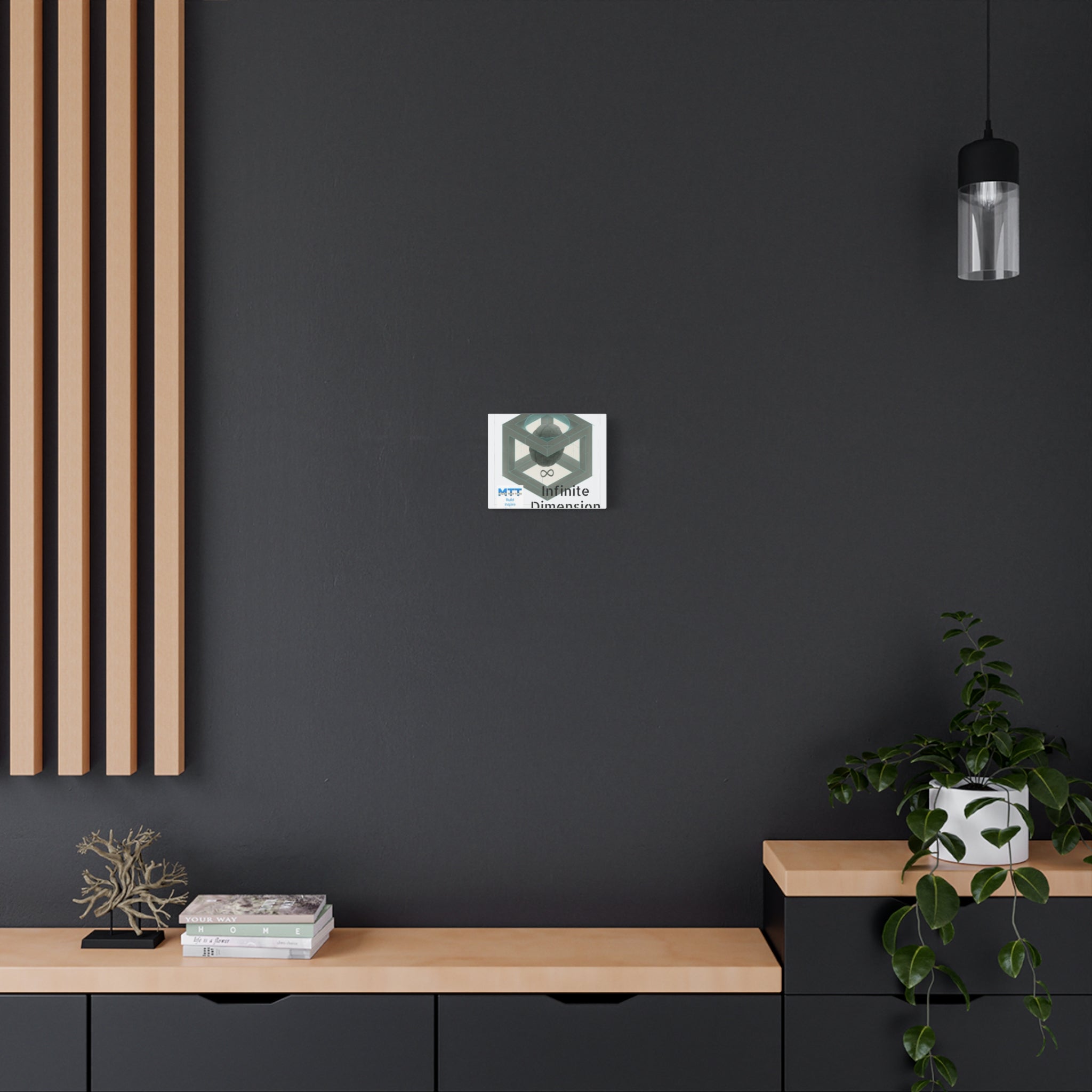 Infinity Cube Canvas Art – Geometric Brain Matte Stretched Wall Decor