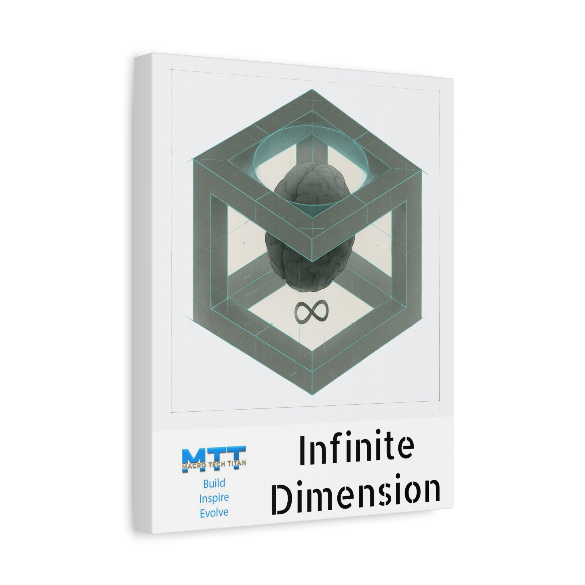 Infinity Cube Canvas Art – Geometric Brain Matte Stretched Wall Decor