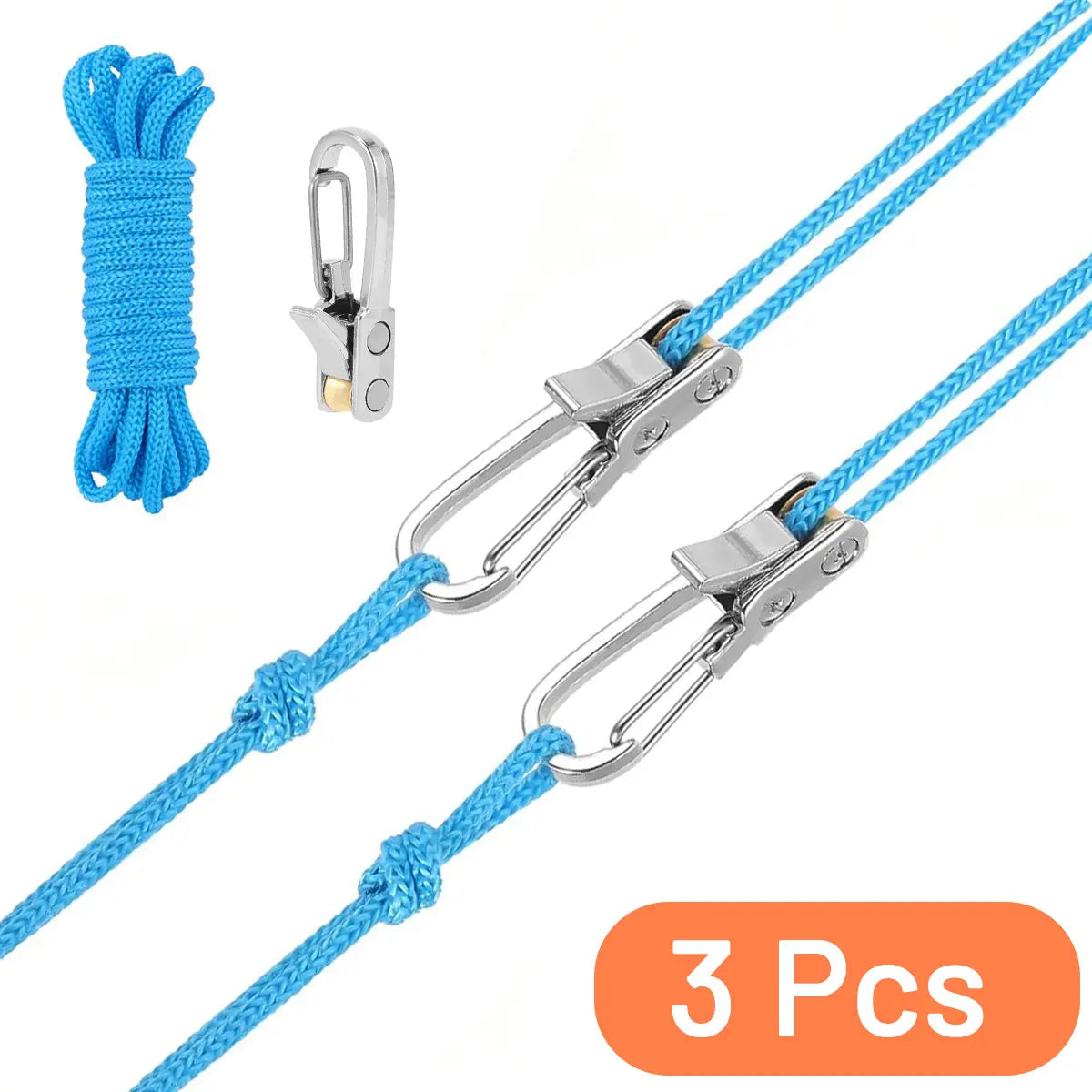 Summervibes 3 or 6 Pack Rope with Roller Tensioner for Easy and Secure Tying,2026 New Heavy Duty Retractable Buckle Rope with Accessory Cord for Camping Boating Home Storage Outdoor Use