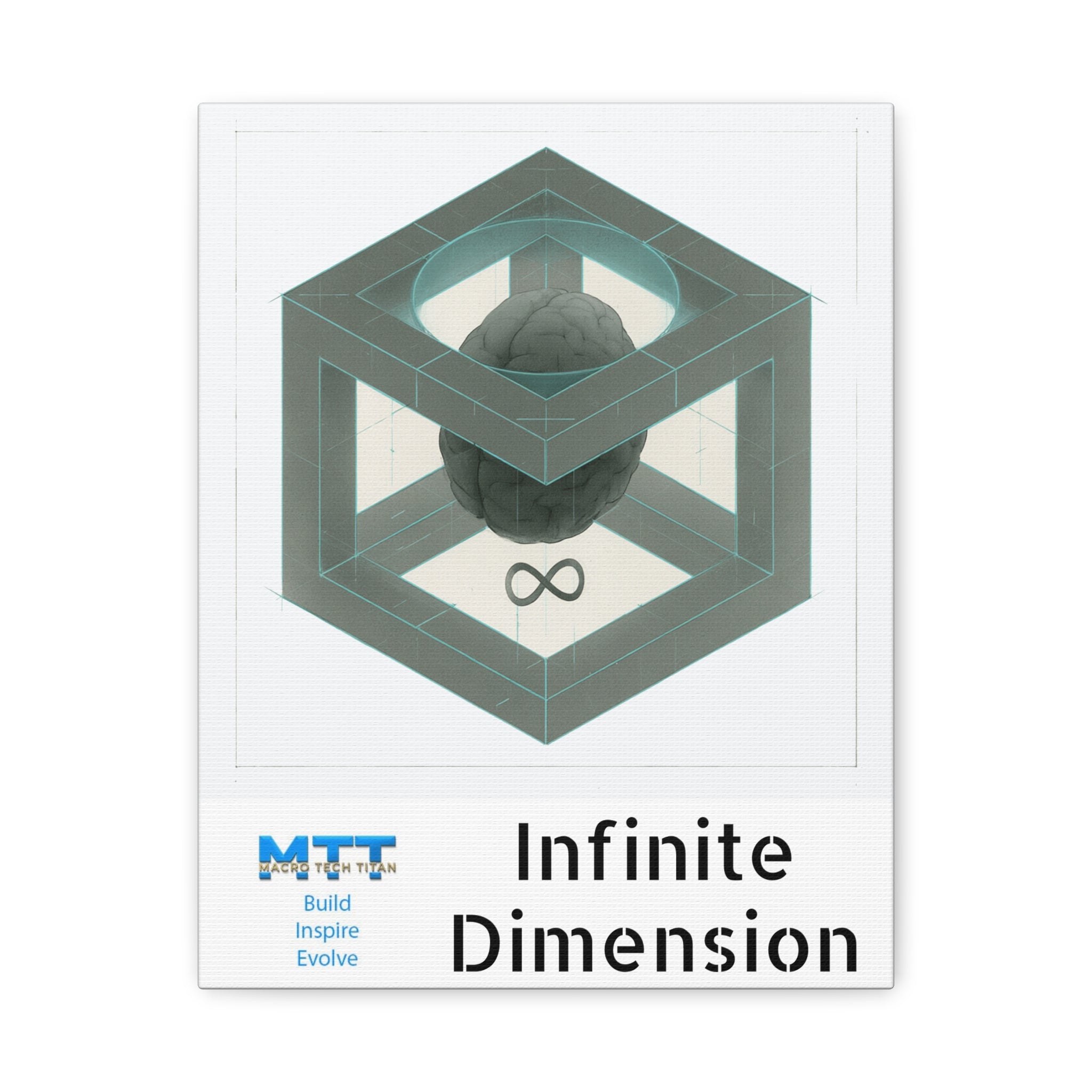 Infinity Cube Canvas Art – Geometric Brain Matte Stretched Wall Decor