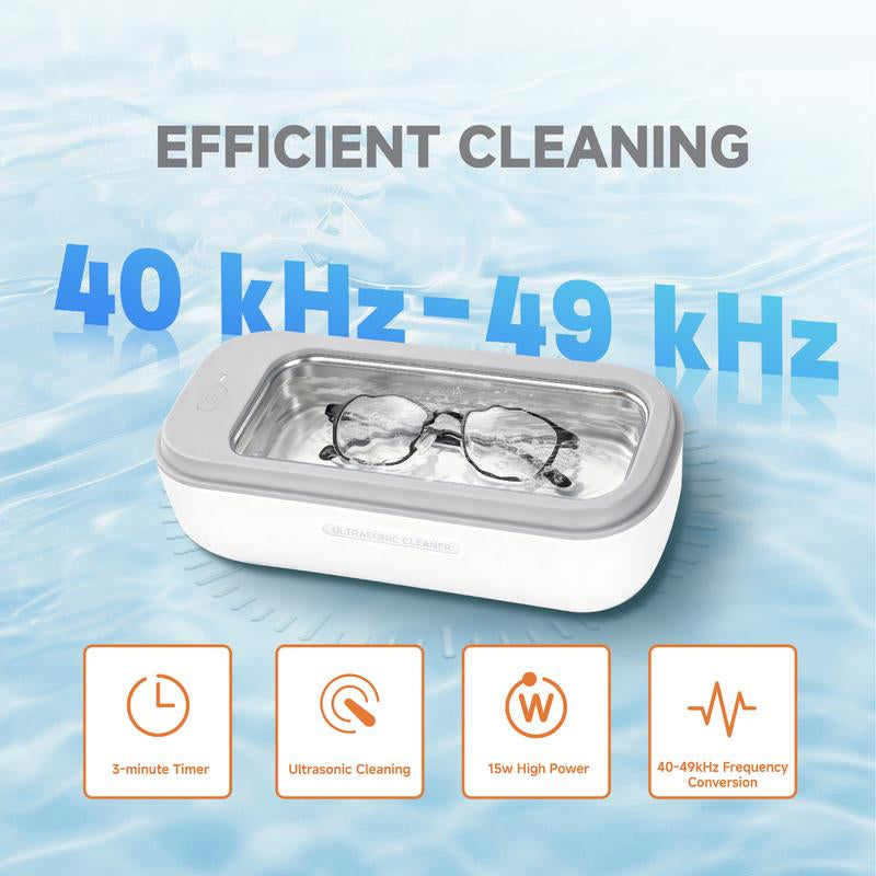 MasterAkoh Ultrasonic Cleaner - Professional 42K-49KHz with 10Oz Stainless Steel Tank & 3-Minute Timer for Sparkling Clean Jewelry, Eyeglasses, Watches & More