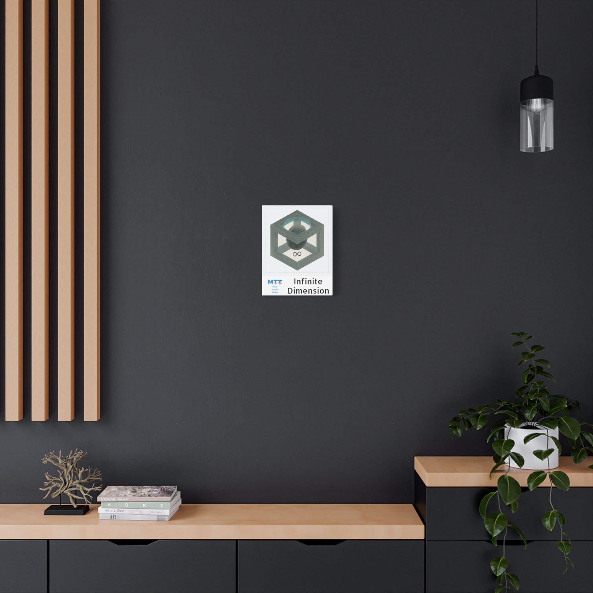 Infinity Cube Canvas Art – Geometric Brain Matte Stretched Wall Decor