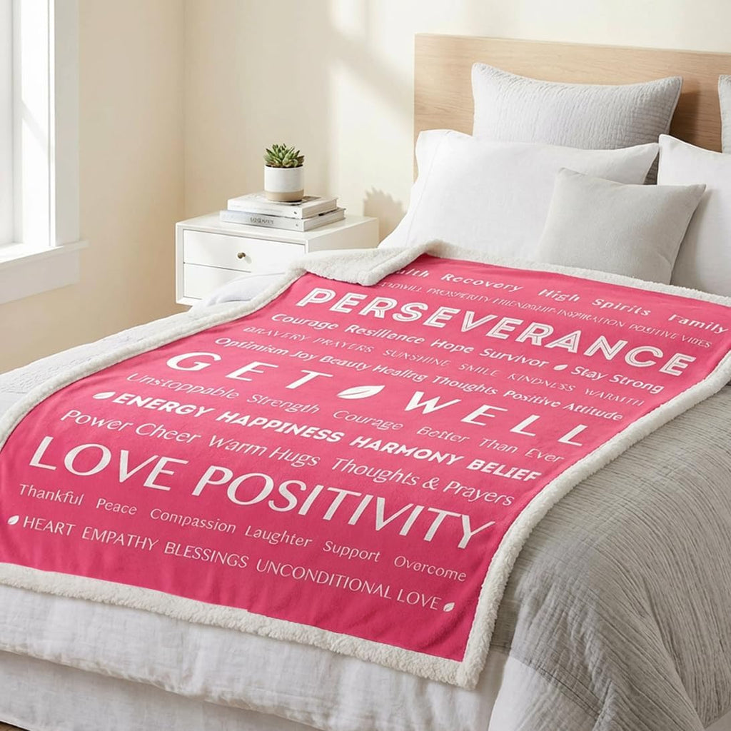 Healing Thoughts Sherpa Throw Blanket – The Perfect Get Well Soon Gift for Comfort and Encouragement