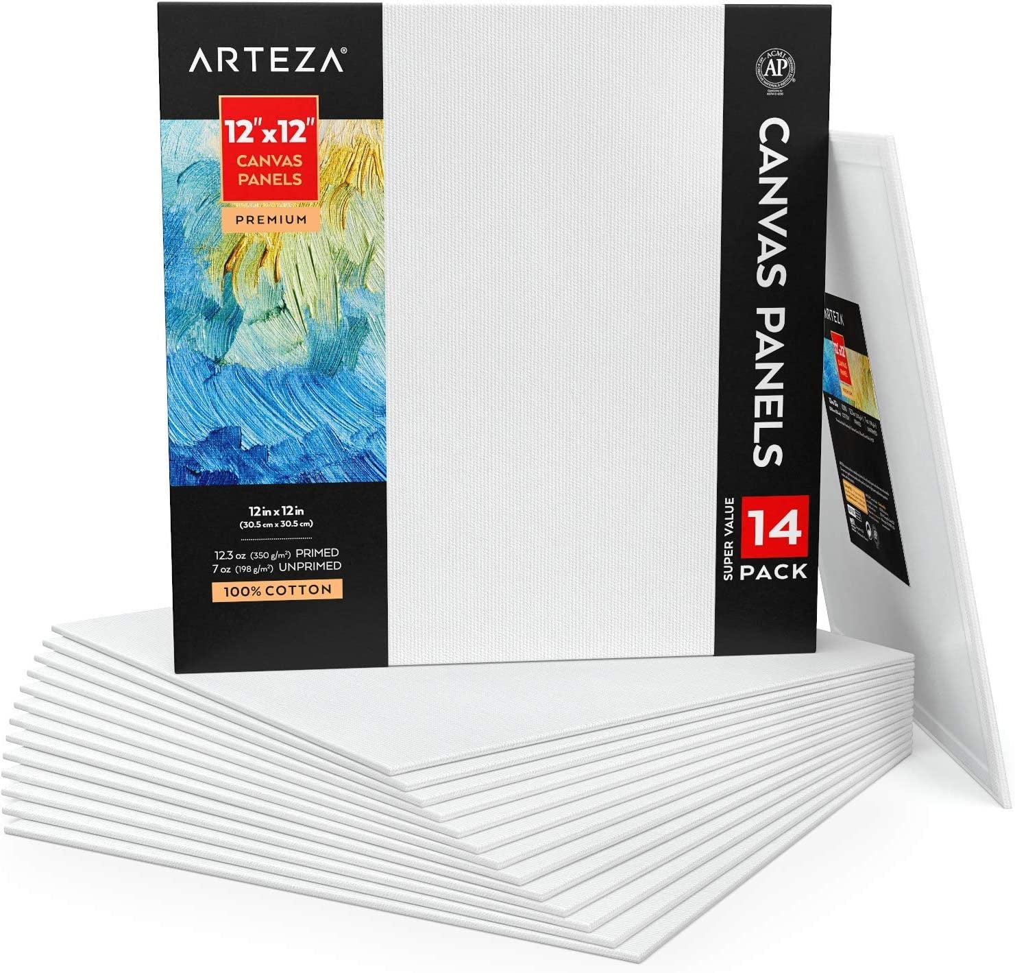 Unleash Your Creativity with Our Premium 14-Pack of 12x12 Inch Cotton Canvas Boards - Perfect for Acrylic and Oil Painting!