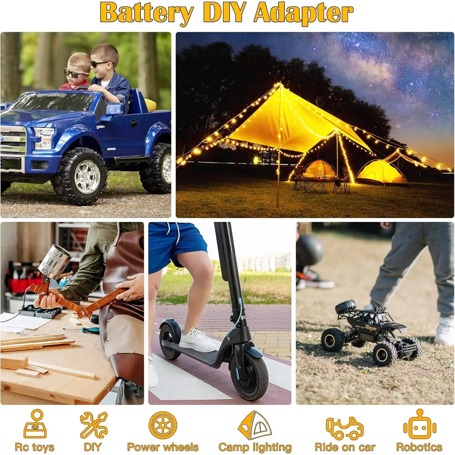 Power Wheels Adapter for Dewalt 20V Battery Adapter Power Wheels Battery Conversion Kit with Switch, Fuse & Wire Terminals, 12AWG Wire, Power Connector for DIY Ride Truck, RC Car Toys and Roboticsquesear