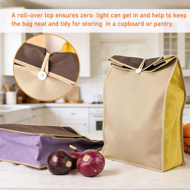 Potato & Onion Storage Bags with Side Zipper, Breathable Light-Blocking Veggie Organizer for Pantry, Keeps Vegetables Fresh Longer