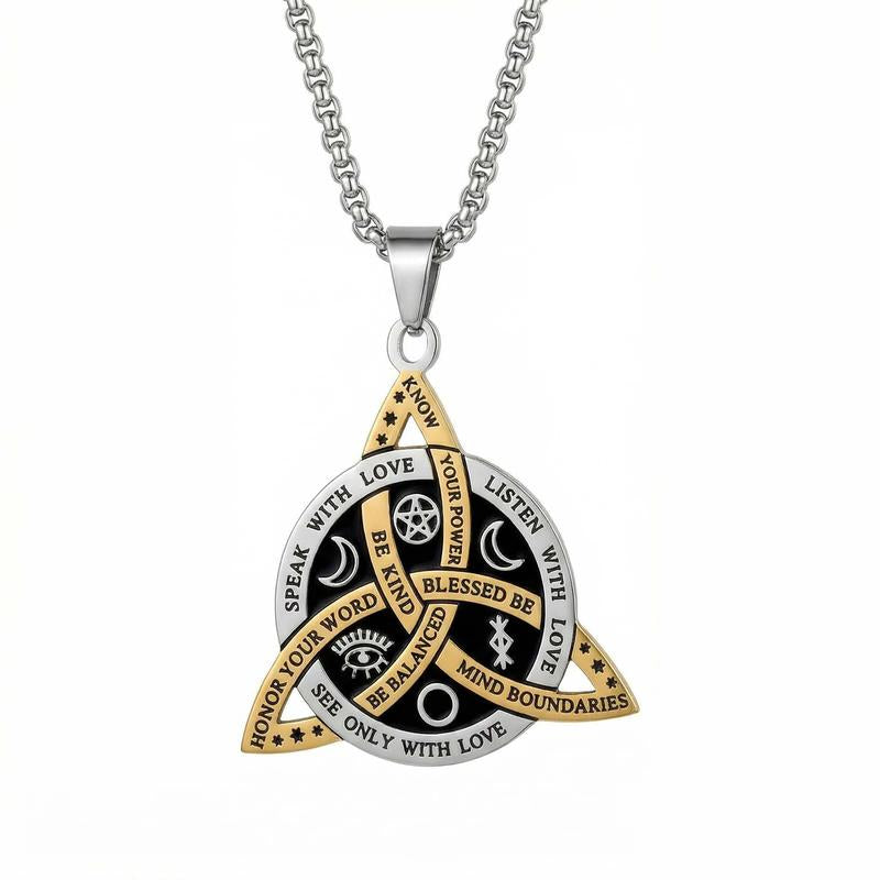 KISSFOO Stainless Steel Norse Rune Celtic Knot Necklace Protective Accessories for Men Women