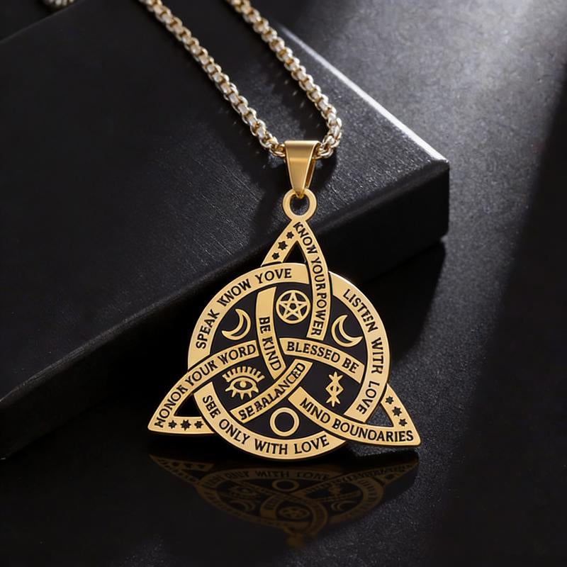 KISSFOO Stainless Steel Norse Rune Celtic Knot Necklace Protective Accessories for Men Women