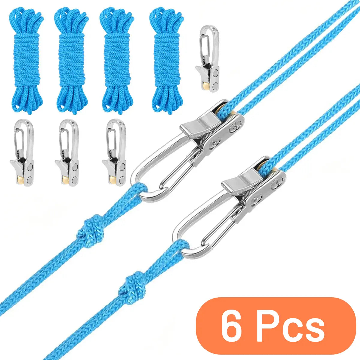 Summervibes 3 or 6 Pack Rope with Roller Tensioner for Easy and Secure Tying,2026 New Heavy Duty Retractable Buckle Rope with Accessory Cord for Camping Boating Home Storage Outdoor Use