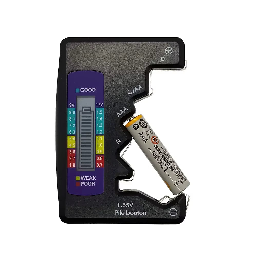 Digital Battery Tester LCD Display AA/AAA/9V/1.5V Button Cell Battery Capacity Check Detector Capacitance Diagnostic Tool