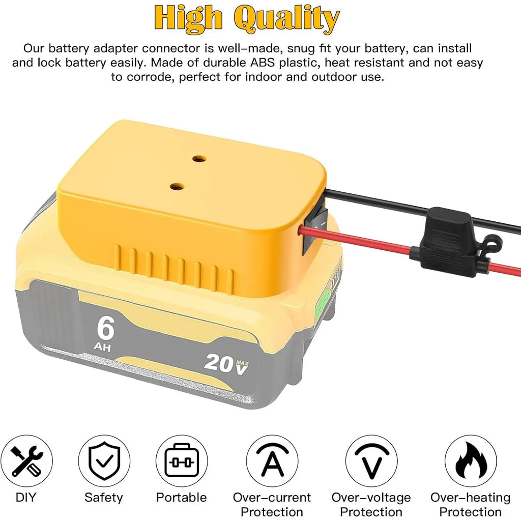 Power Wheels Adapter for Dewalt 20V Battery Adapter Power Wheels Battery Conversion Kit with Switch, Fuse & Wire Terminals, 12AWG Wire, Power Connector for DIY Ride Truck, RC Car Toys and Roboticsquesear