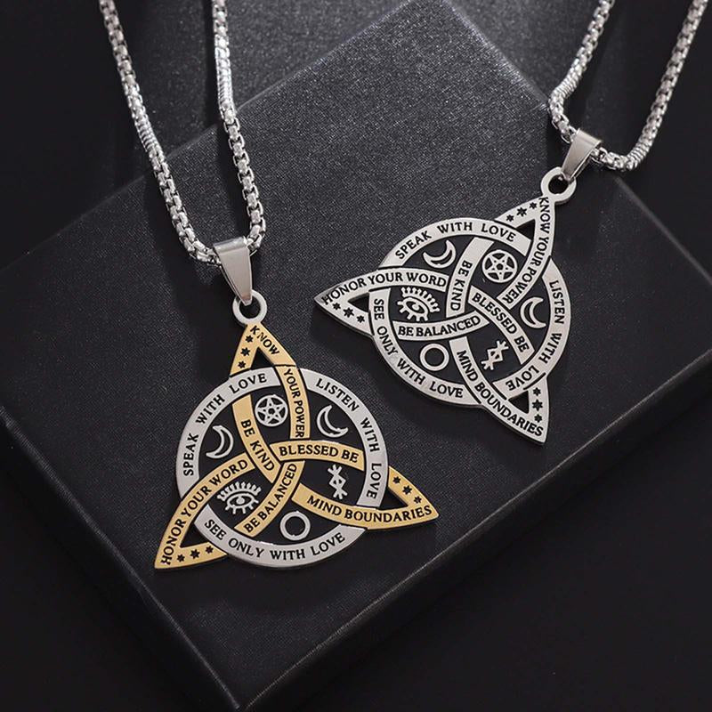 KISSFOO Stainless Steel Norse Rune Celtic Knot Necklace Protective Accessories for Men Women