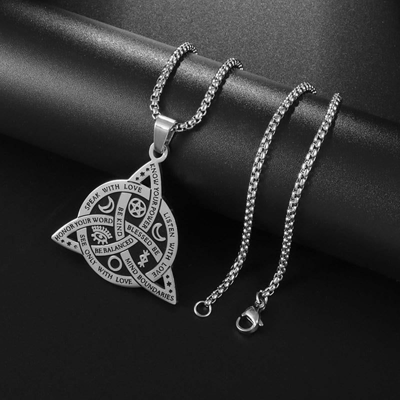 KISSFOO Stainless Steel Norse Rune Celtic Knot Necklace Protective Accessories for Men Women